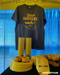 gray ship happens t-shirt. sea styles